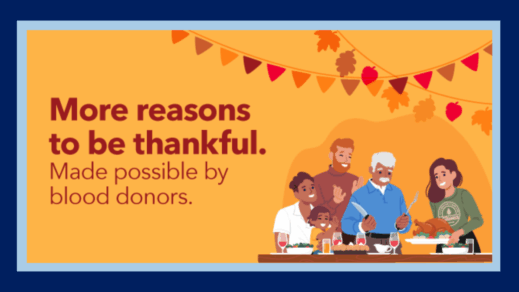 CONNECTICUT BLOOD CENTER CALLS FOR BLOOD DONORS AHEAD OF THANKSGIVING HOLIDAY